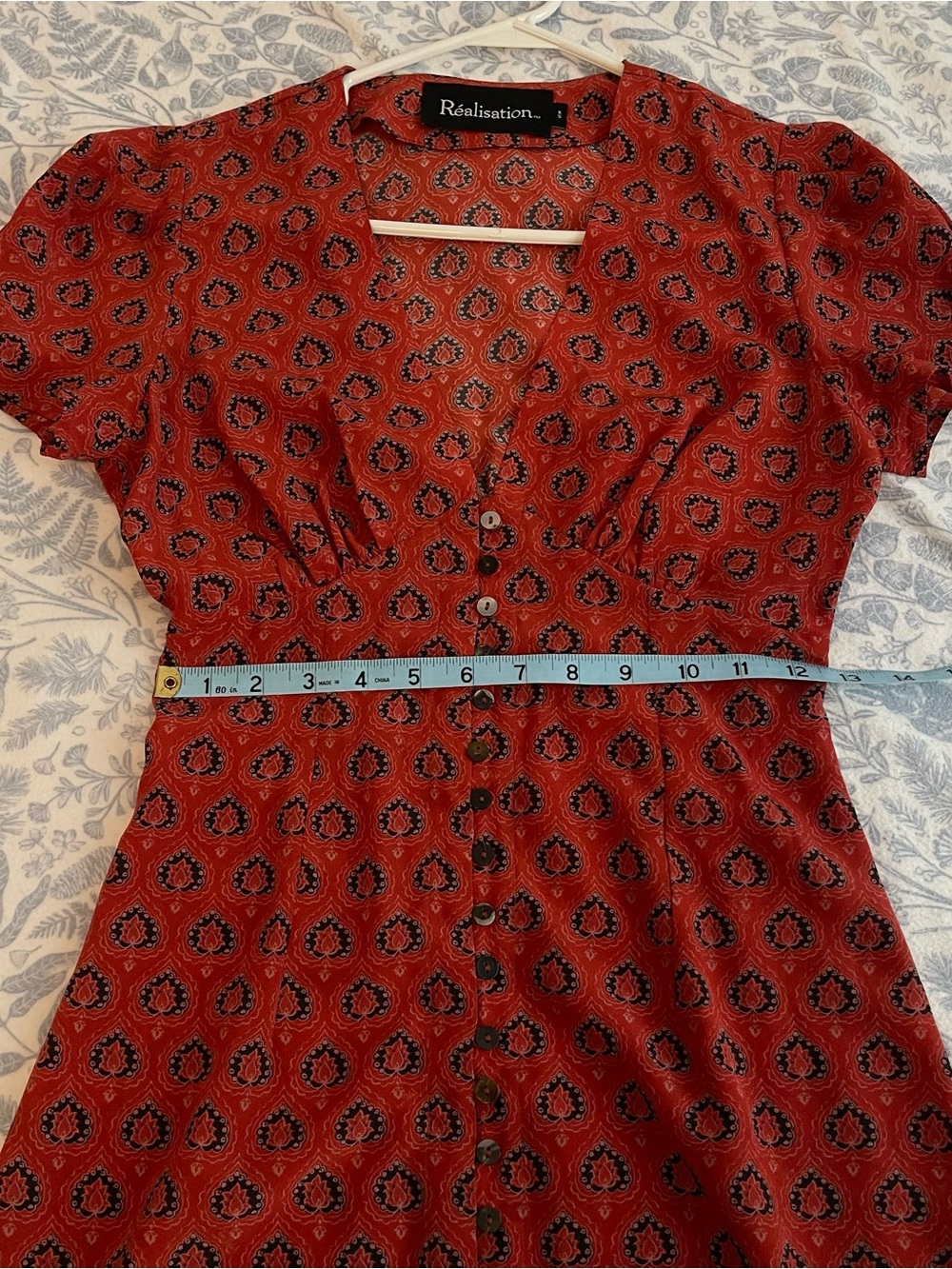 Réalisation Par The Cecile Red Floral Silk Mini Dress Size XS - Picture 13 of 15